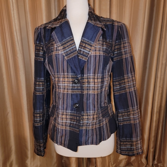 Kasper Black and Brown Plaid Jacket Dize 10 - Picture 1 of 6